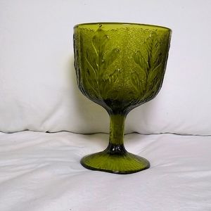 Vintage F.TD. 1975 green glass vase/goblet/cup